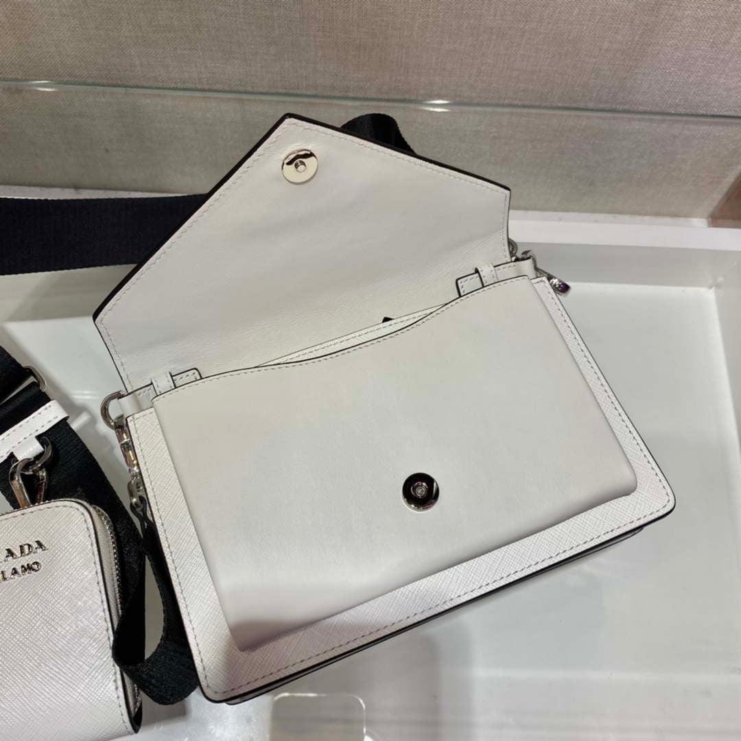 Prada 1BP020 Saffiano leather mini envelope bag White