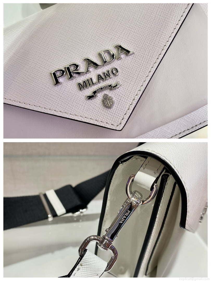 Prada 1BP020 Saffiano leather mini envelope bag White