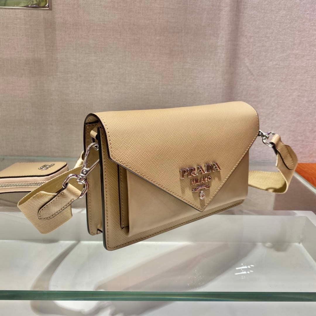 Prada 1BP020 Saffiano leather mini envelope bag Apricot