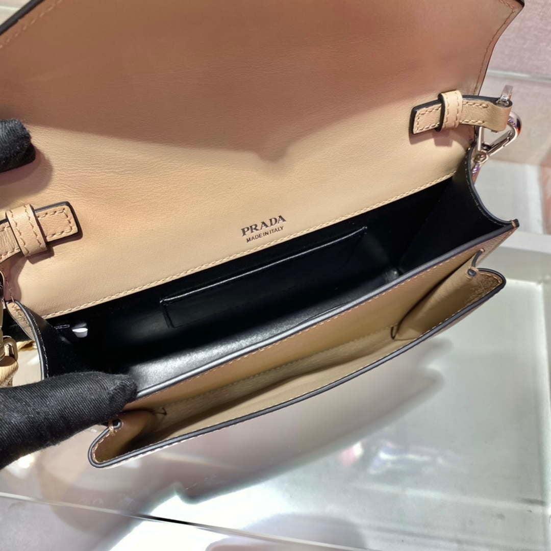 Prada 1BP020 Saffiano leather mini envelope bag Apricot