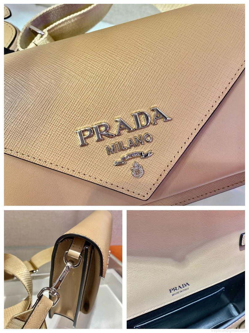 Prada 1BP020 Saffiano leather mini envelope bag Apricot