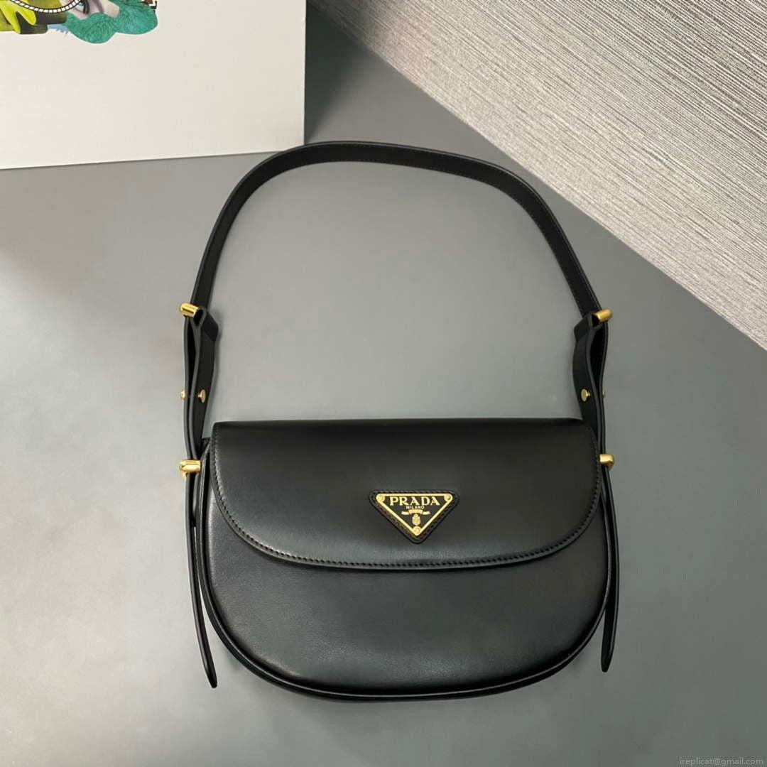 Prada 1BD365 Leather shoulder bag Black