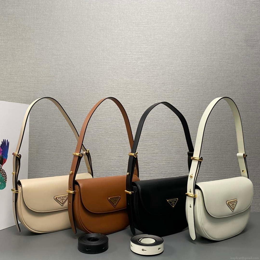 Prada 1BD365 Leather shoulder bag White