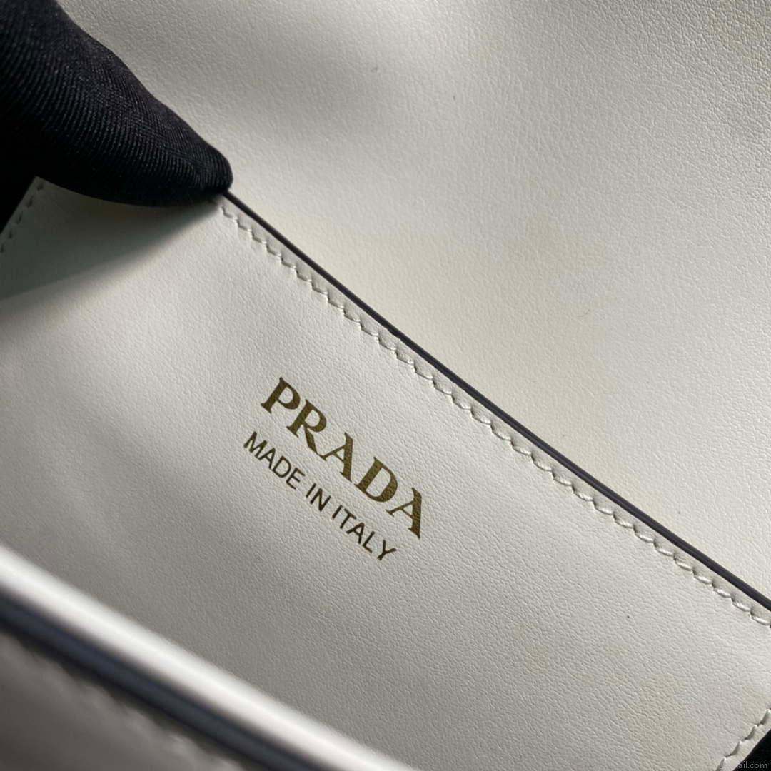 Prada 1BD365 Leather shoulder bag White