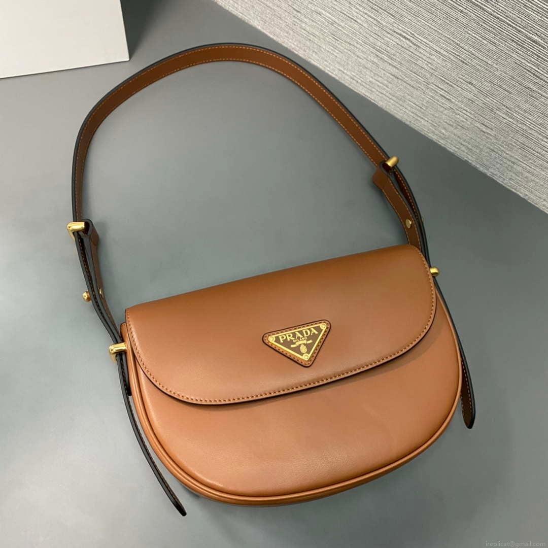 Prada 1BD365 Leather shoulder bag Brown