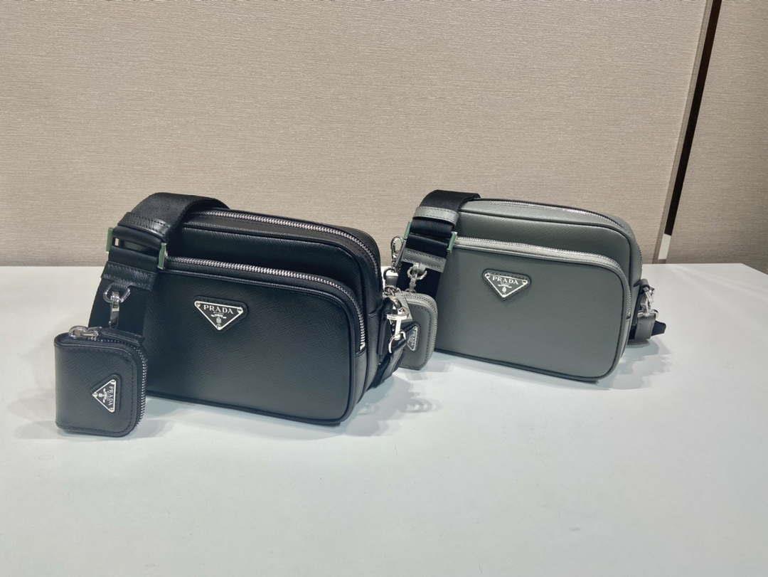Prada 2VH170 Saffiano leather shoulder bag Black