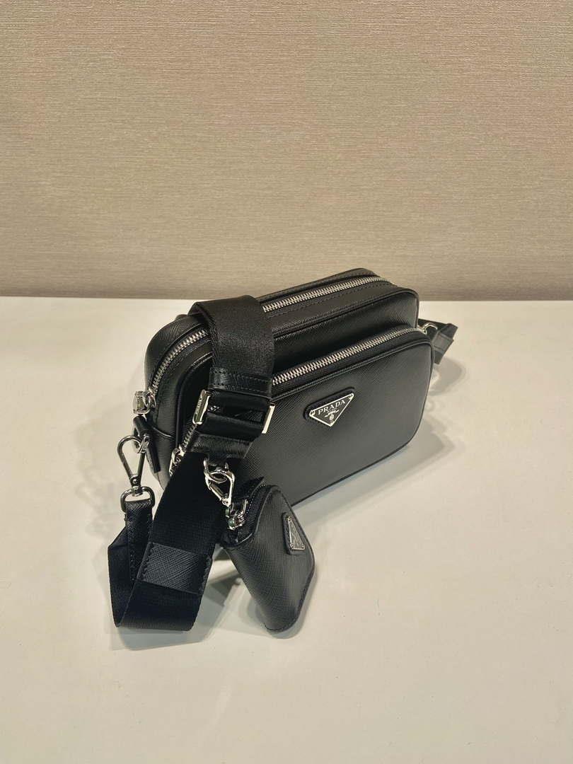 Prada 2VH170 Saffiano leather shoulder bag Black