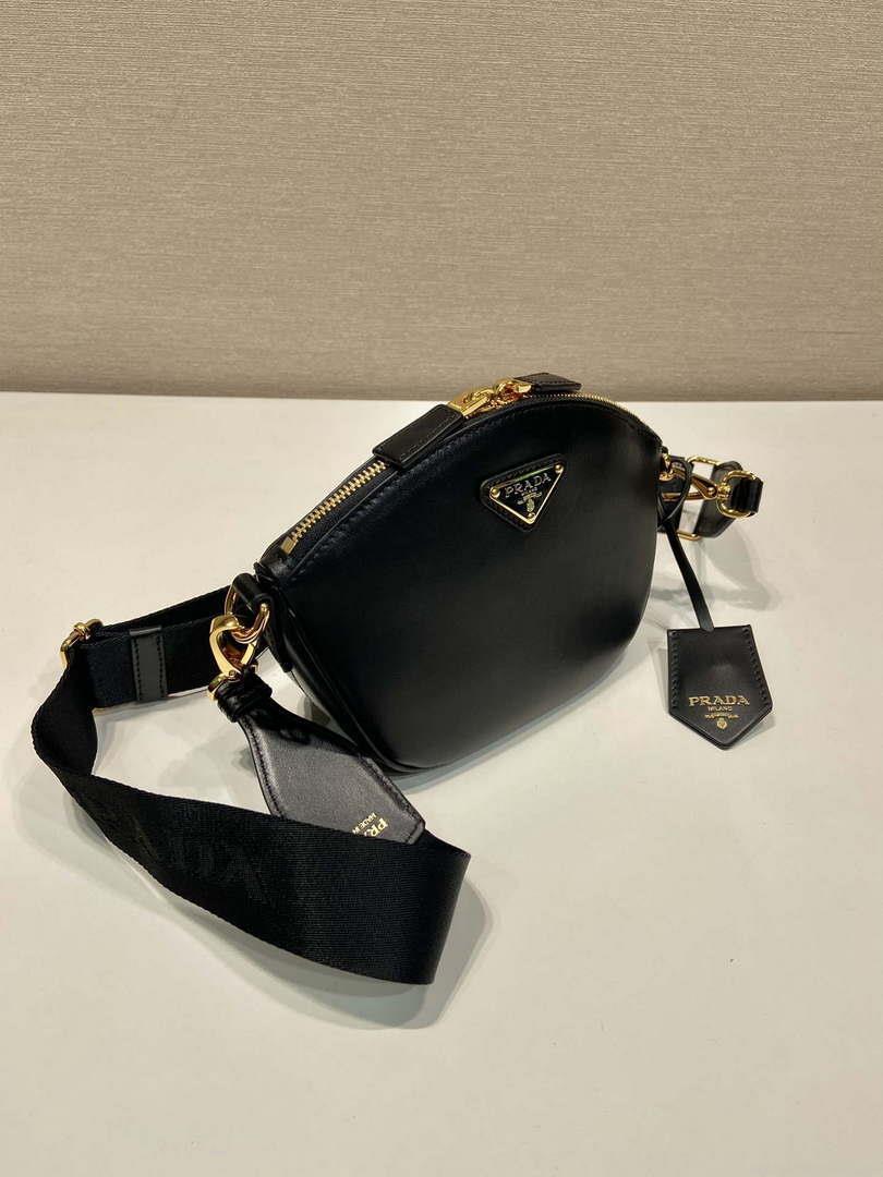 Prada 1BH212 Black Leather Mini Shoulder Bag