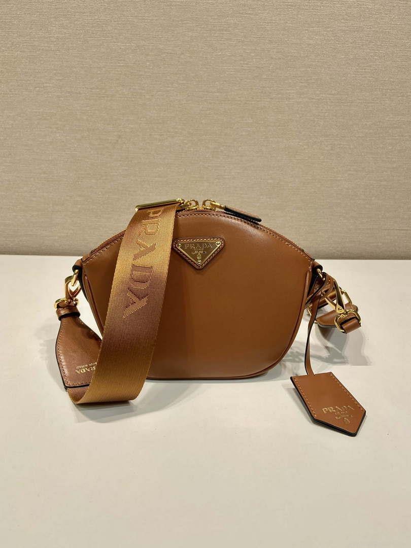 Prada 1BH212 Brown Leather Mini Shoulder Bag