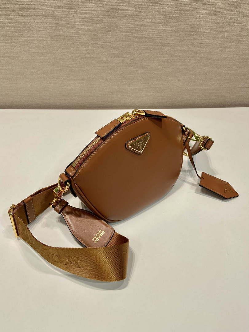 Prada 1BH212 Brown Leather Mini Shoulder Bag