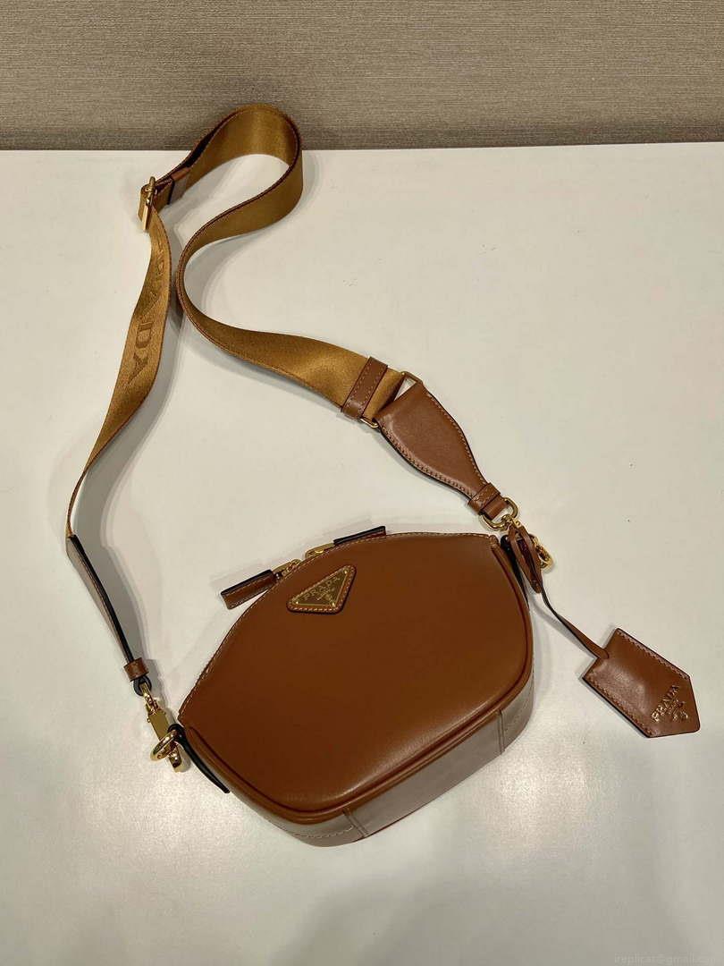 Prada 1BH212 Brown Leather Mini Shoulder Bag