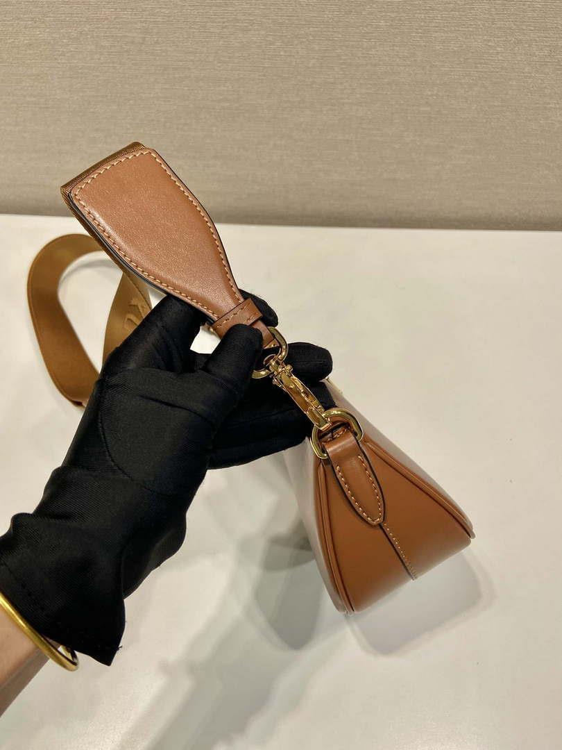 Prada 1BH212 Brown Leather Mini Shoulder Bag