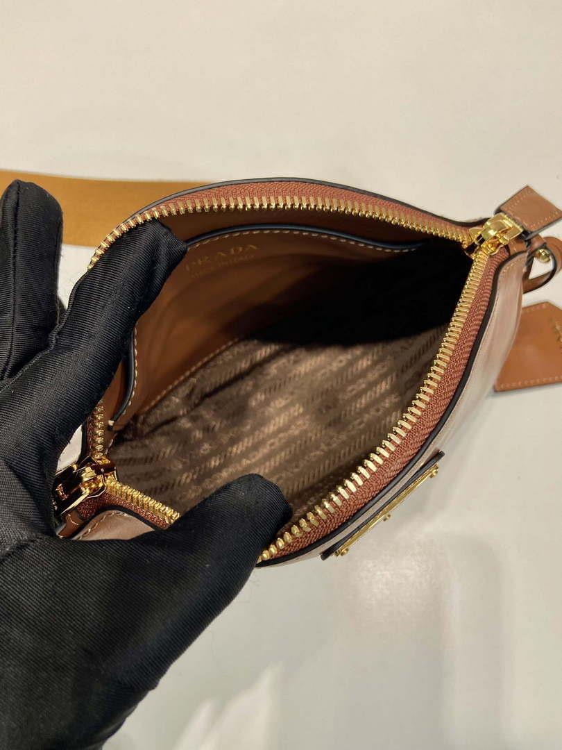 Prada 1BH212 Brown Leather Mini Shoulder Bag
