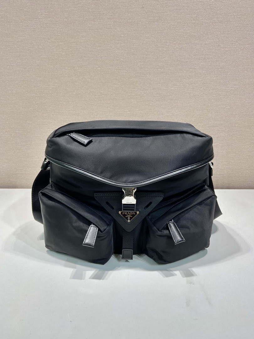 Prada 2VD062 Re-Nylon and leather shoulder bag Black