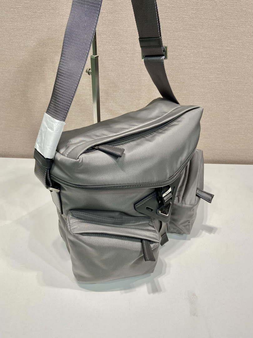 Prada 2VD062 Re-Nylon and leather shoulder bag Gray