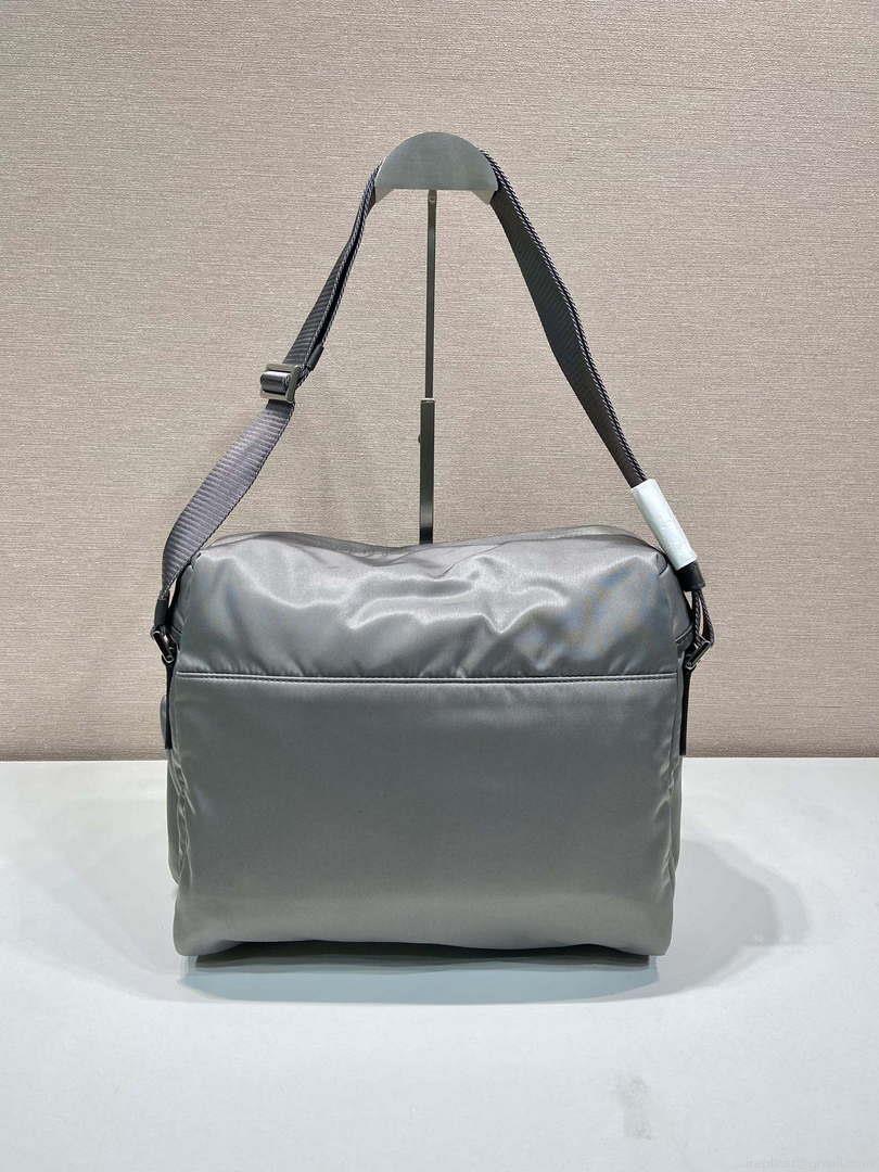 Prada 2VD062 Re-Nylon and leather shoulder bag Gray