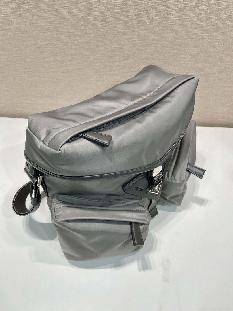 Prada 2VD062 Re-Nylon and leather shoulder bag Gray