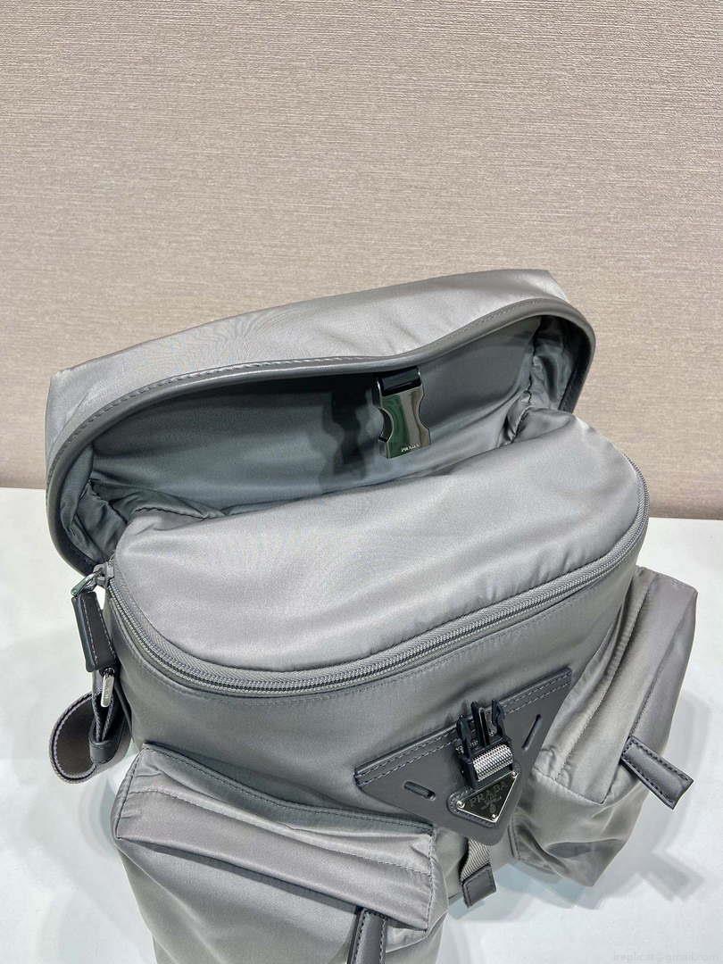 Prada 2VD062 Re-Nylon and leather shoulder bag Gray