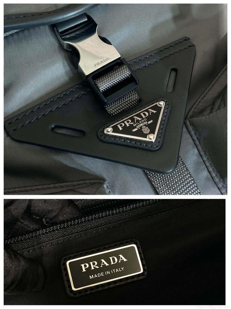 Prada 2VD062 Re-Nylon and leather shoulder bag Gray