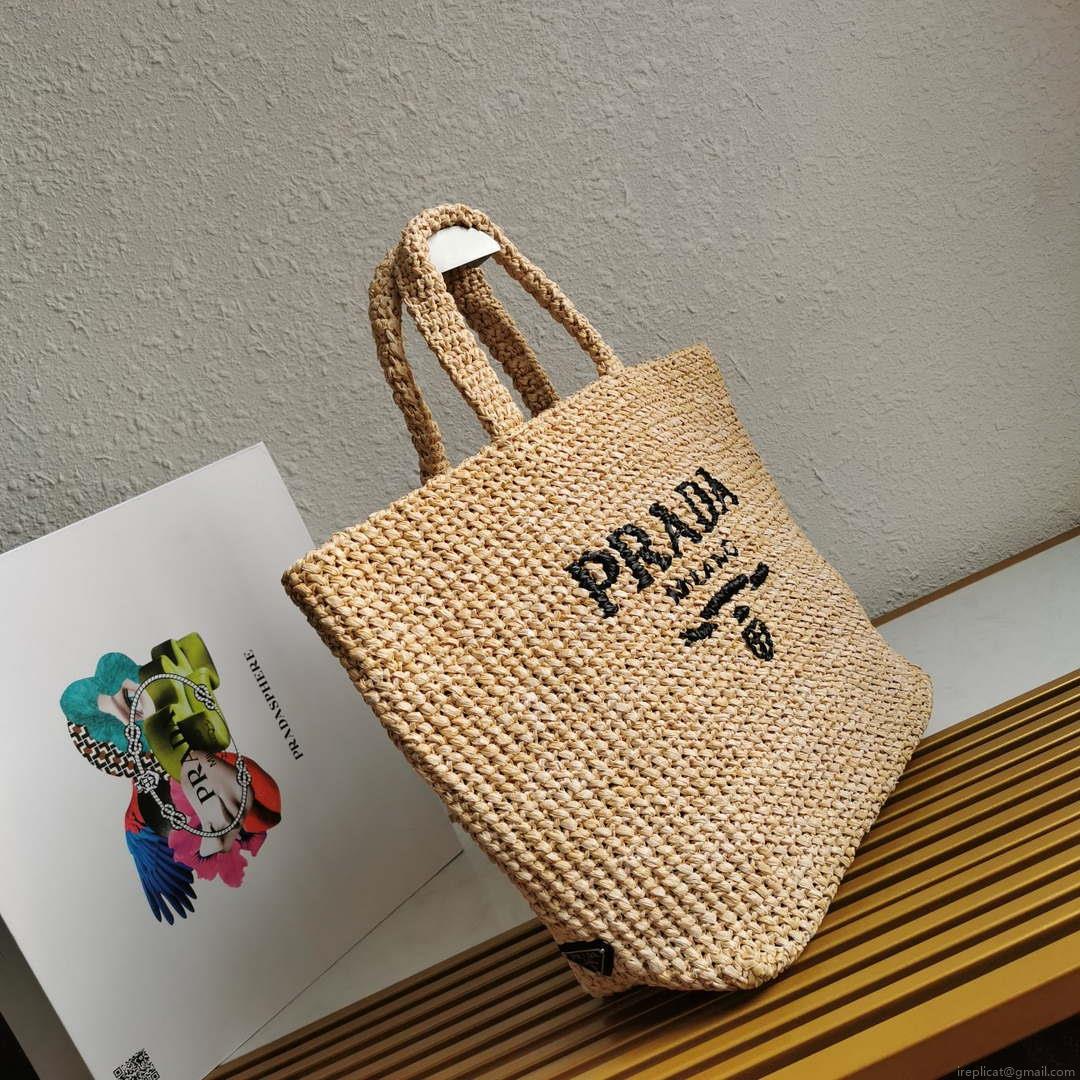 Prada 1BG392 Large Crochet tote bag Apricot