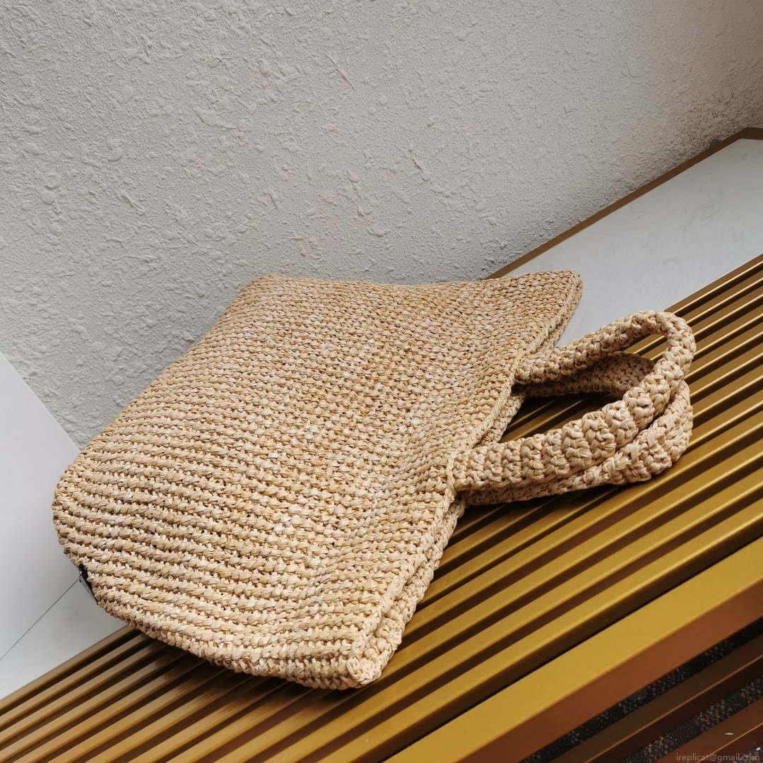 Prada 1BG392 Large Crochet tote bag Apricot