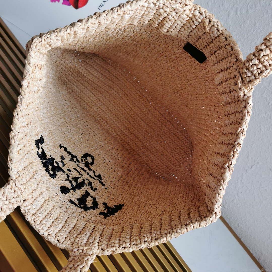 Prada 1BG392 Large Crochet tote bag Apricot