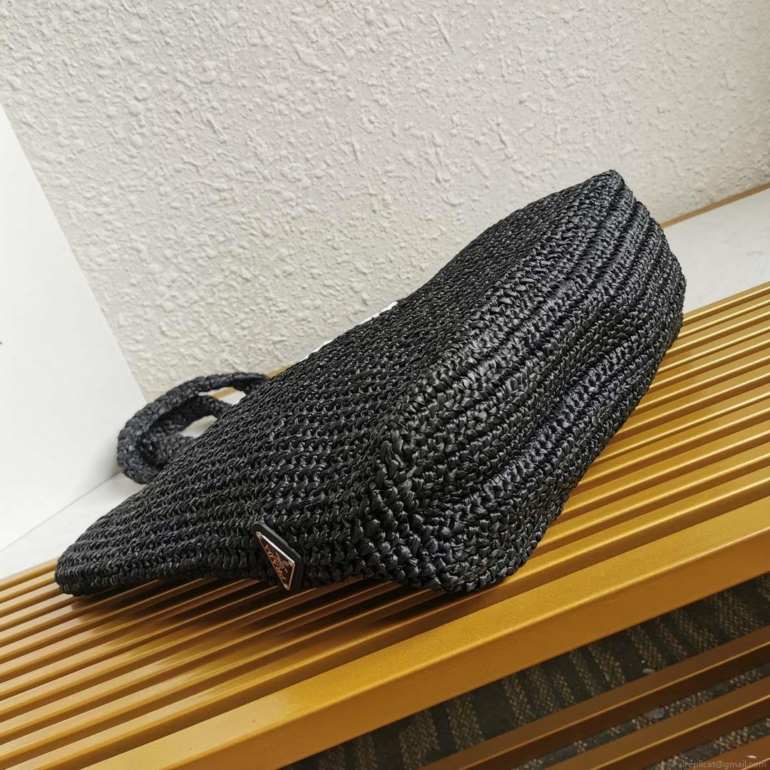 Prada 1BG392 Large Crochet tote bag Black
