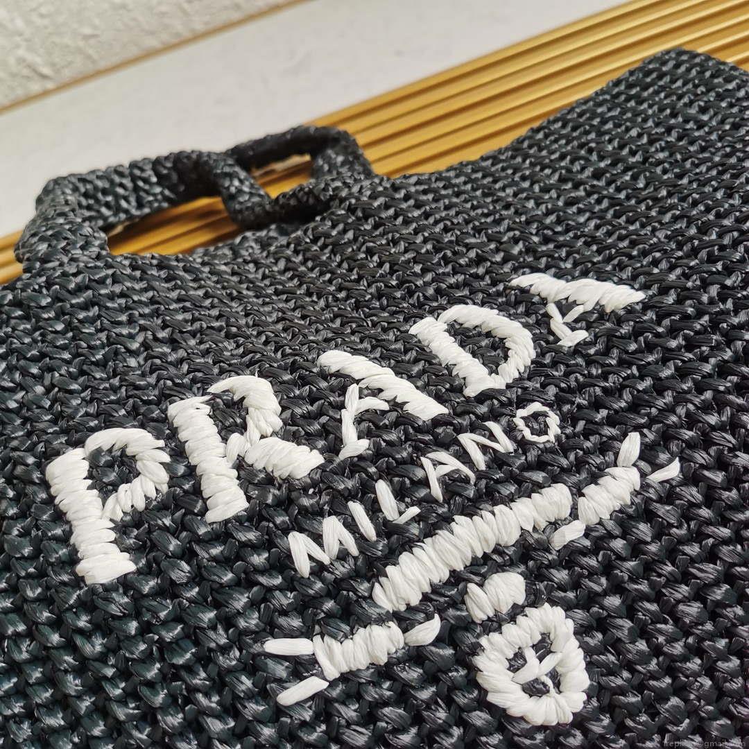 Prada 1BG392 Large Crochet tote bag Black