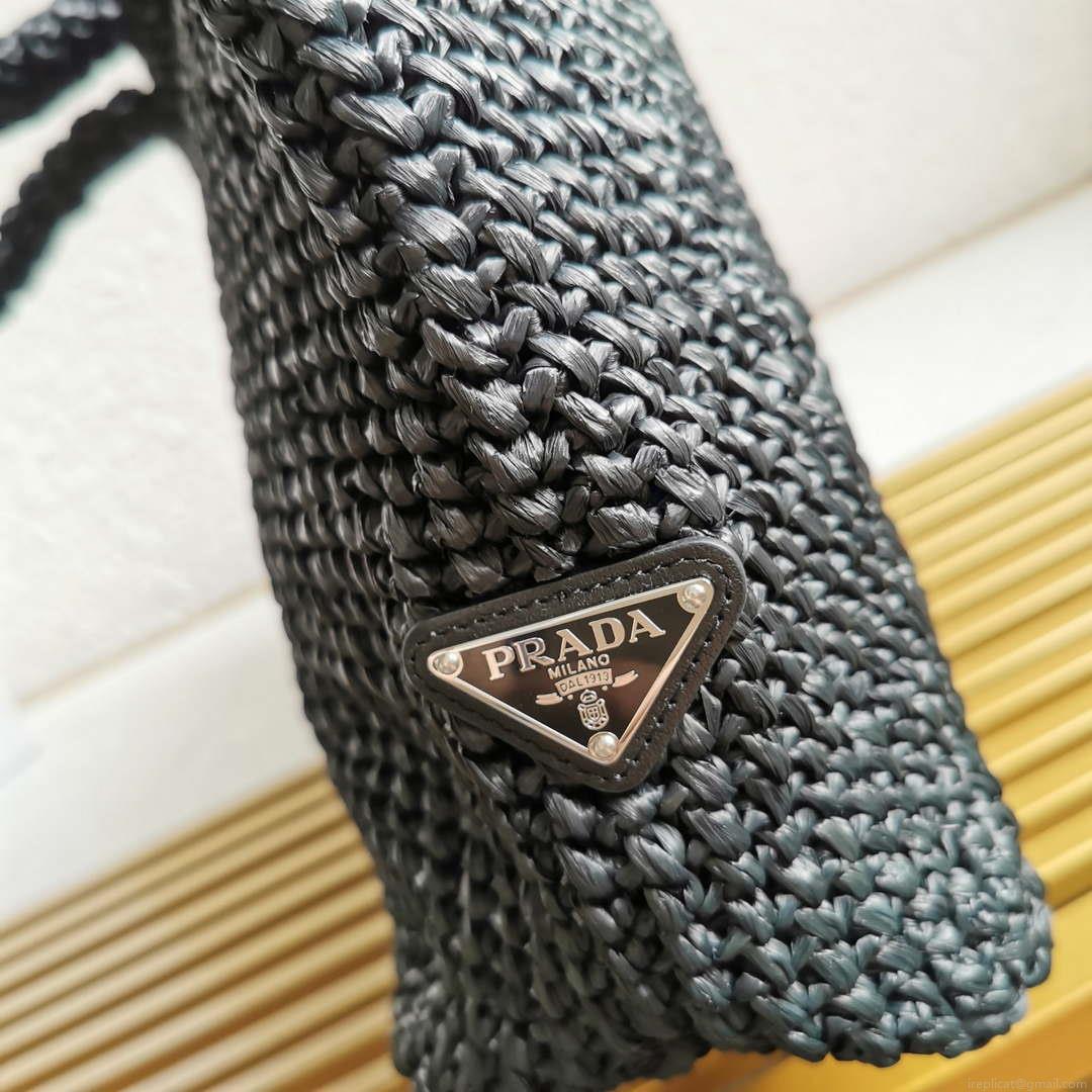 Prada 1BG392 Large Crochet tote bag Black