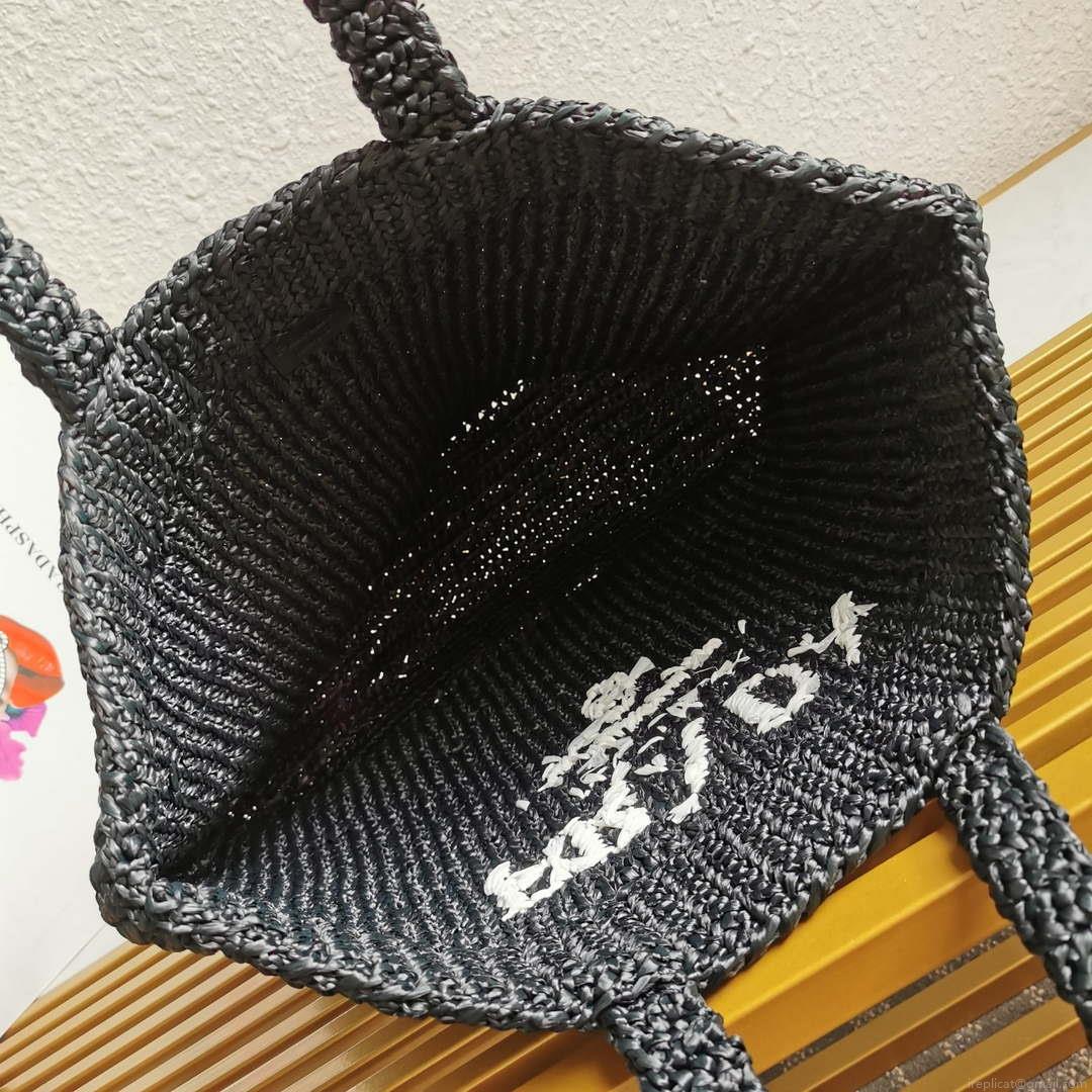 Prada 1BG392 Large Crochet tote bag Black