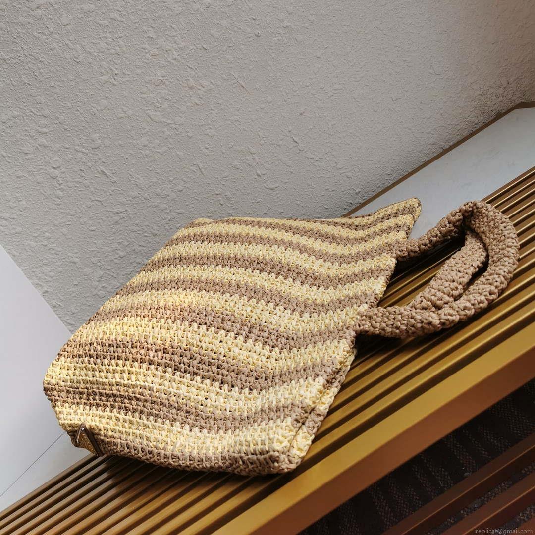 Prada 1BG392 Large Crochet tote bag Nature With Brown