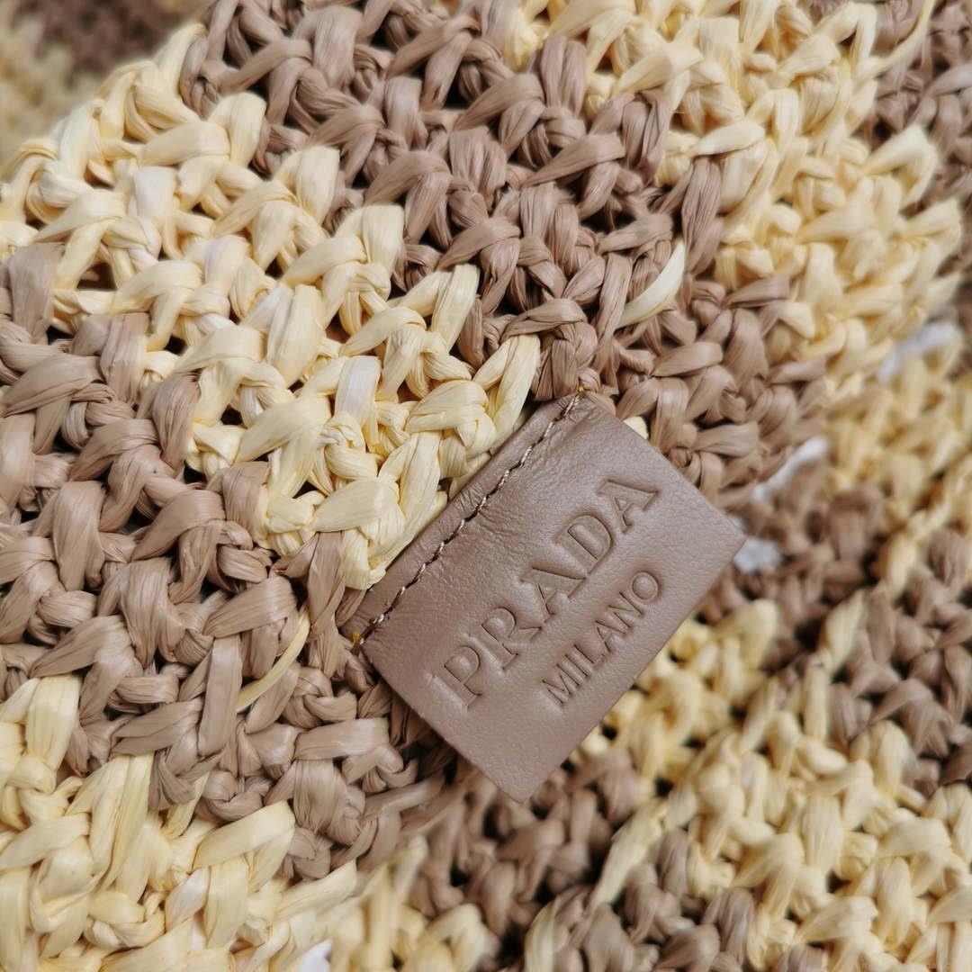 Prada 1BG392 Large Crochet tote bag Nature With Brown