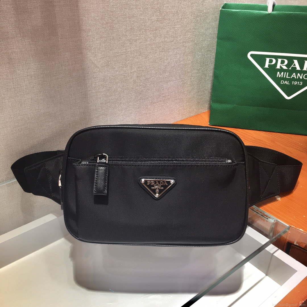 Prada 2VL977 Re-Nylon and Saffiano leather belt bag Black