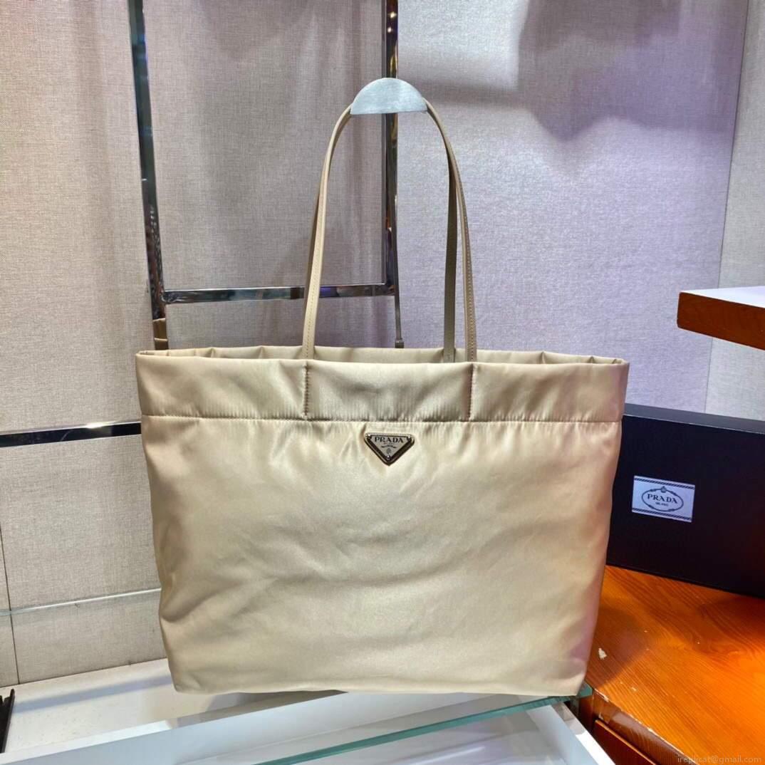 Prada 1BG107 Re Nylon Medium Tote Bag Apricot
