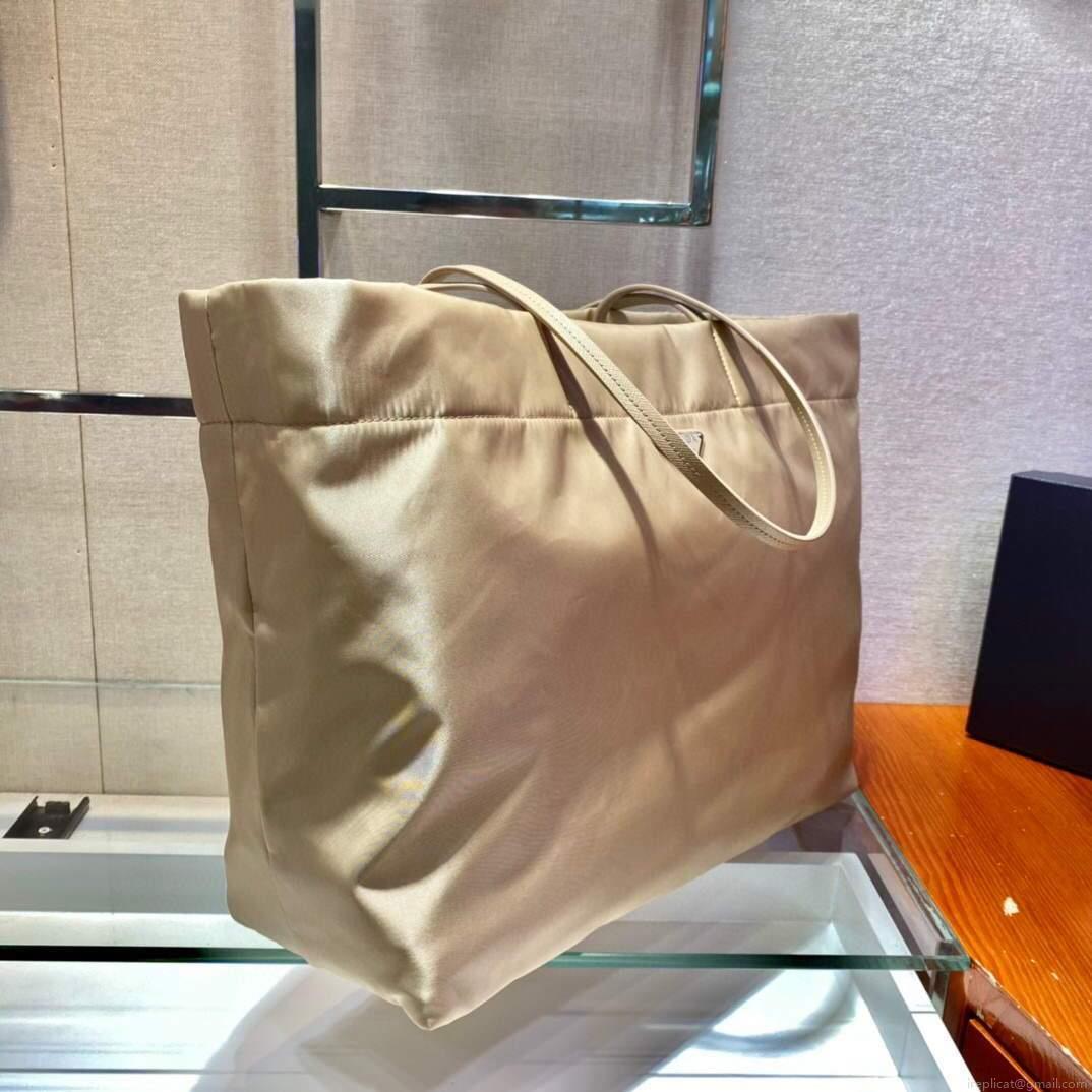 Prada 1BG107 Re Nylon Medium Tote Bag Apricot