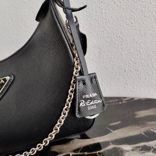 Prada 1BH204 Prada Re-Edition 2005 Saffiano leather Bag in Black Silver