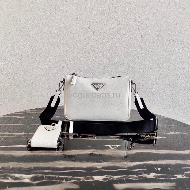 Prada 2VH113 Saffiano leather shoulder Bag in White