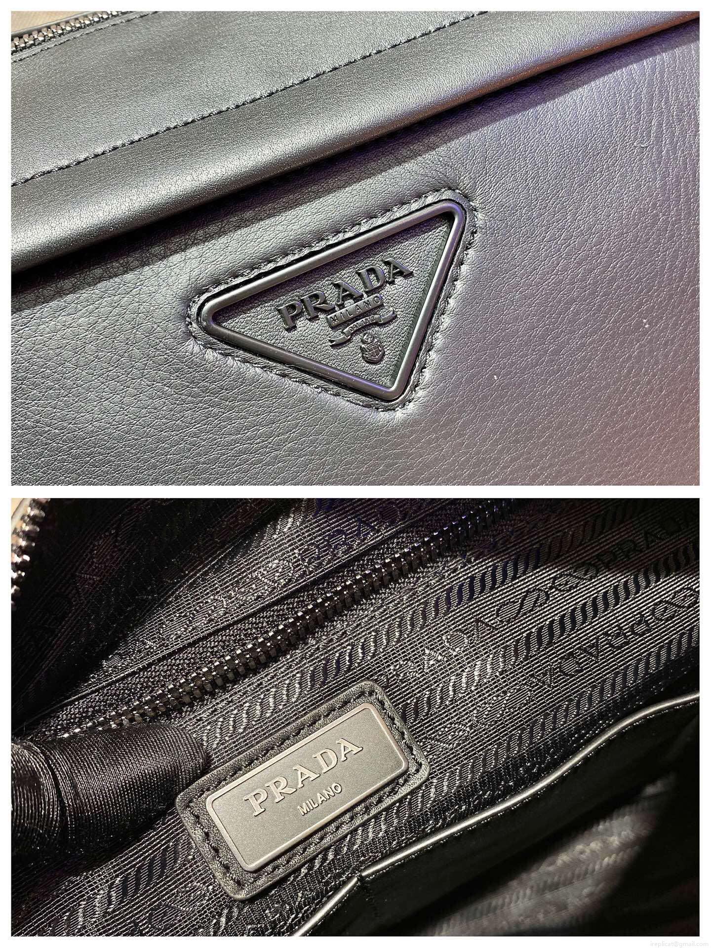 Prada 2VH125 Prada Leather Shoulder Bag Black