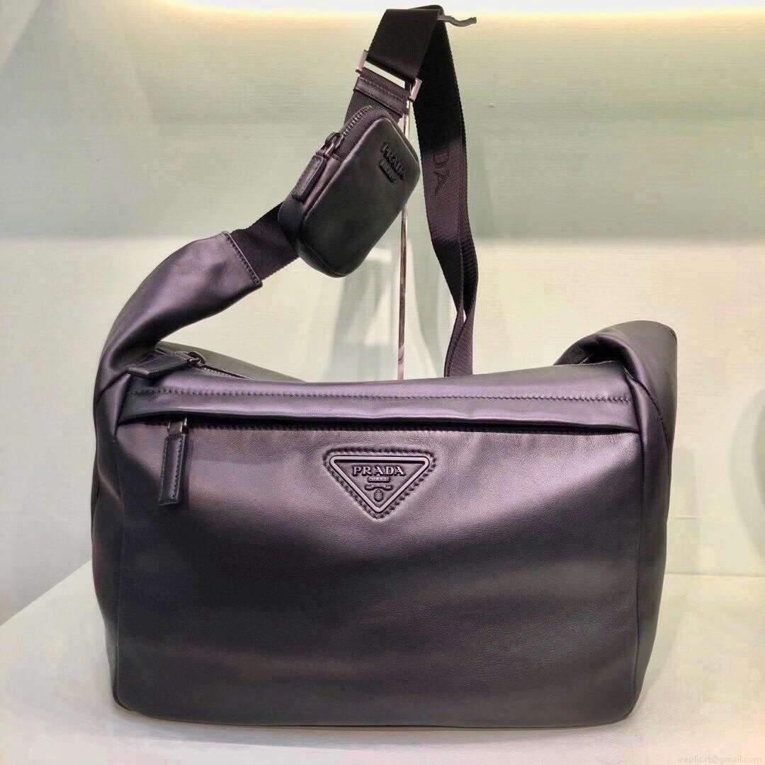Prada 2VH125 Prada Leather Shoulder Bag Black