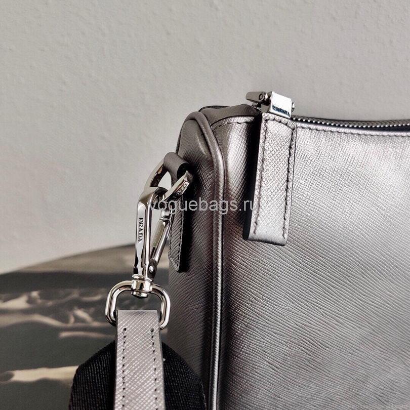 Prada 2VH113 Saffiano Leather Shoulder Bag in Sliver Grey