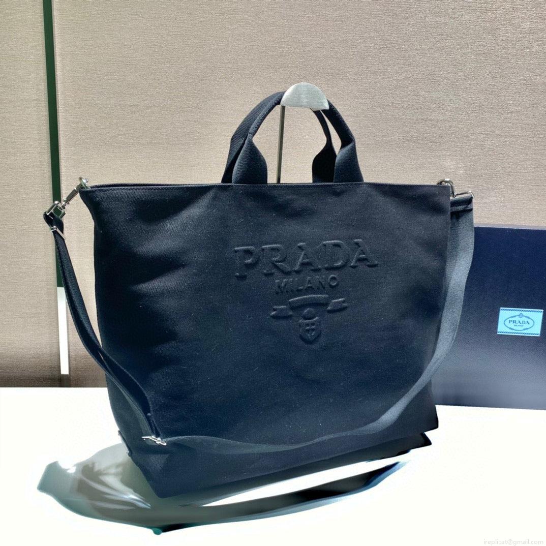 Prada 1BG395 Drill tote Shoulder bag Black