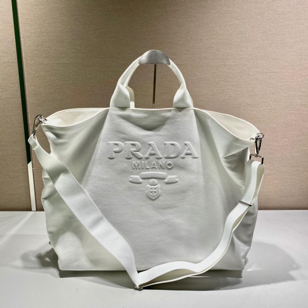 Prada 1BG395 Drill tote Shoulder bag White