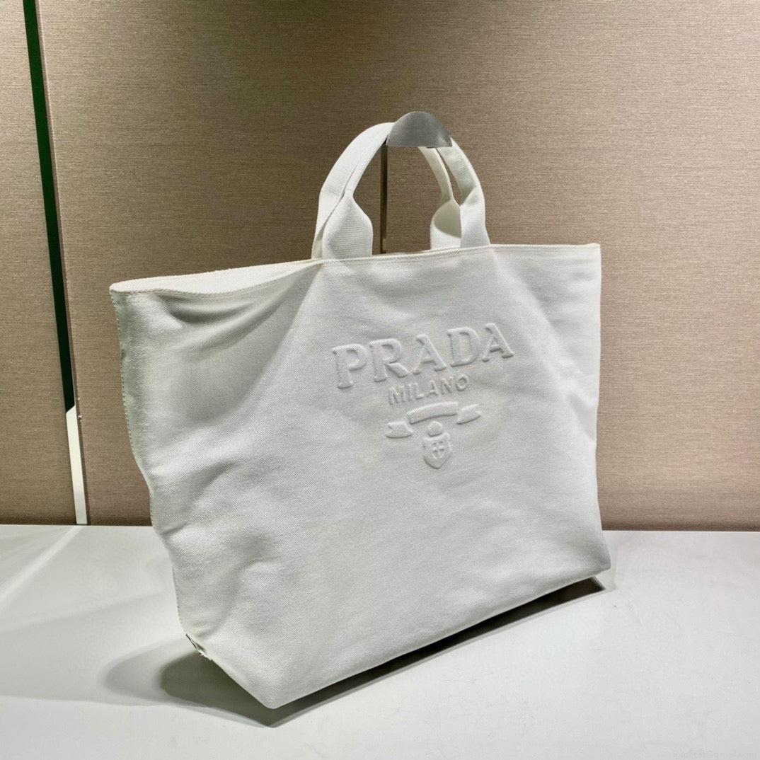 Prada 1BG395 Drill tote Shoulder bag White