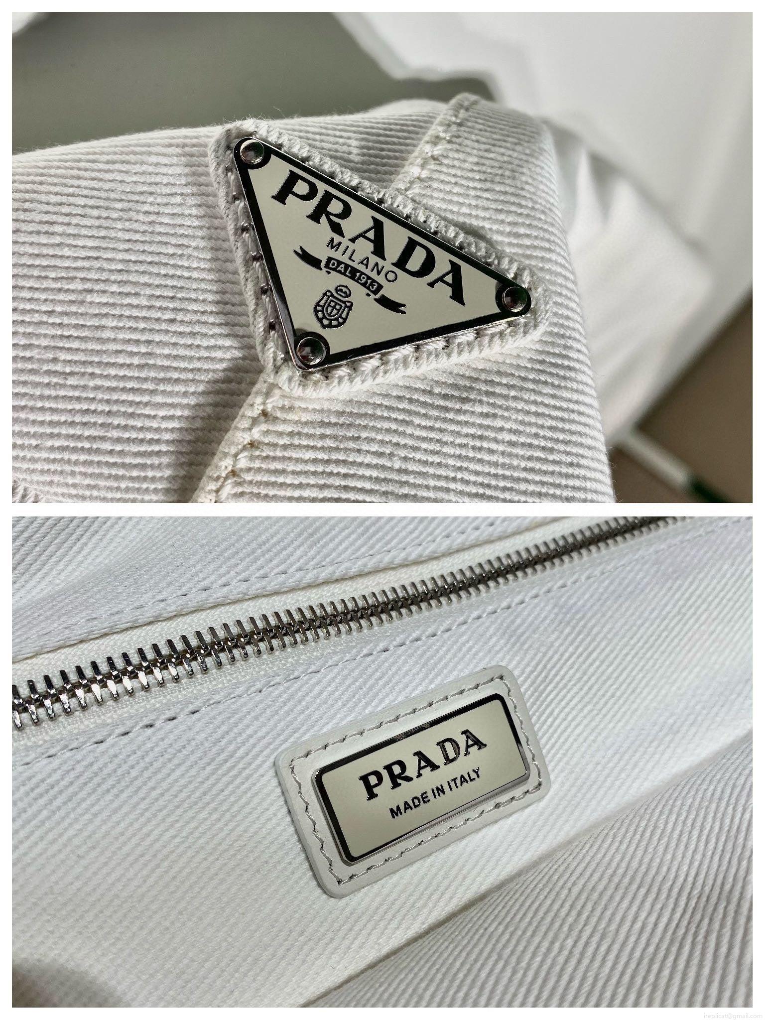 Prada 1BG395 Drill tote Shoulder bag White