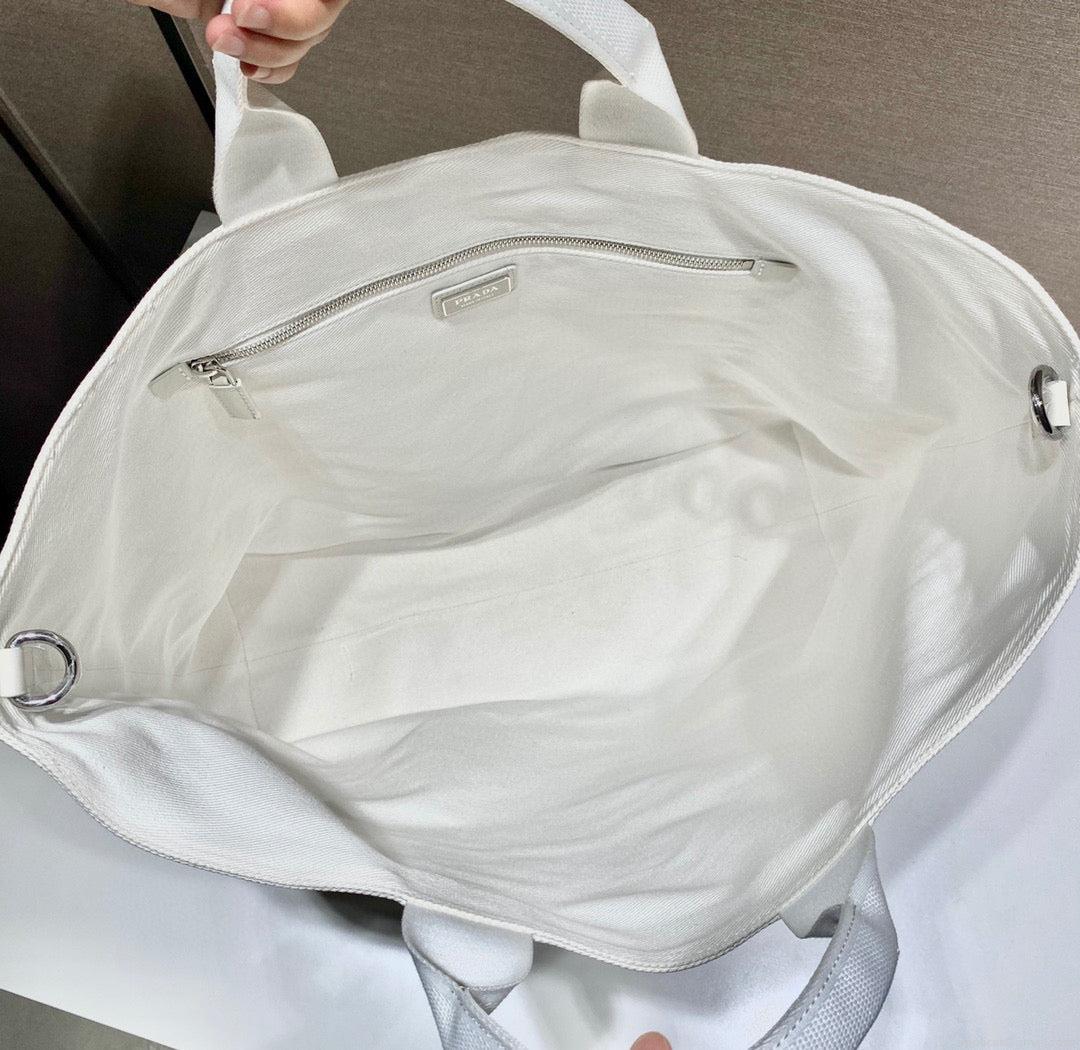 Prada 1BG395 Drill tote Shoulder bag White