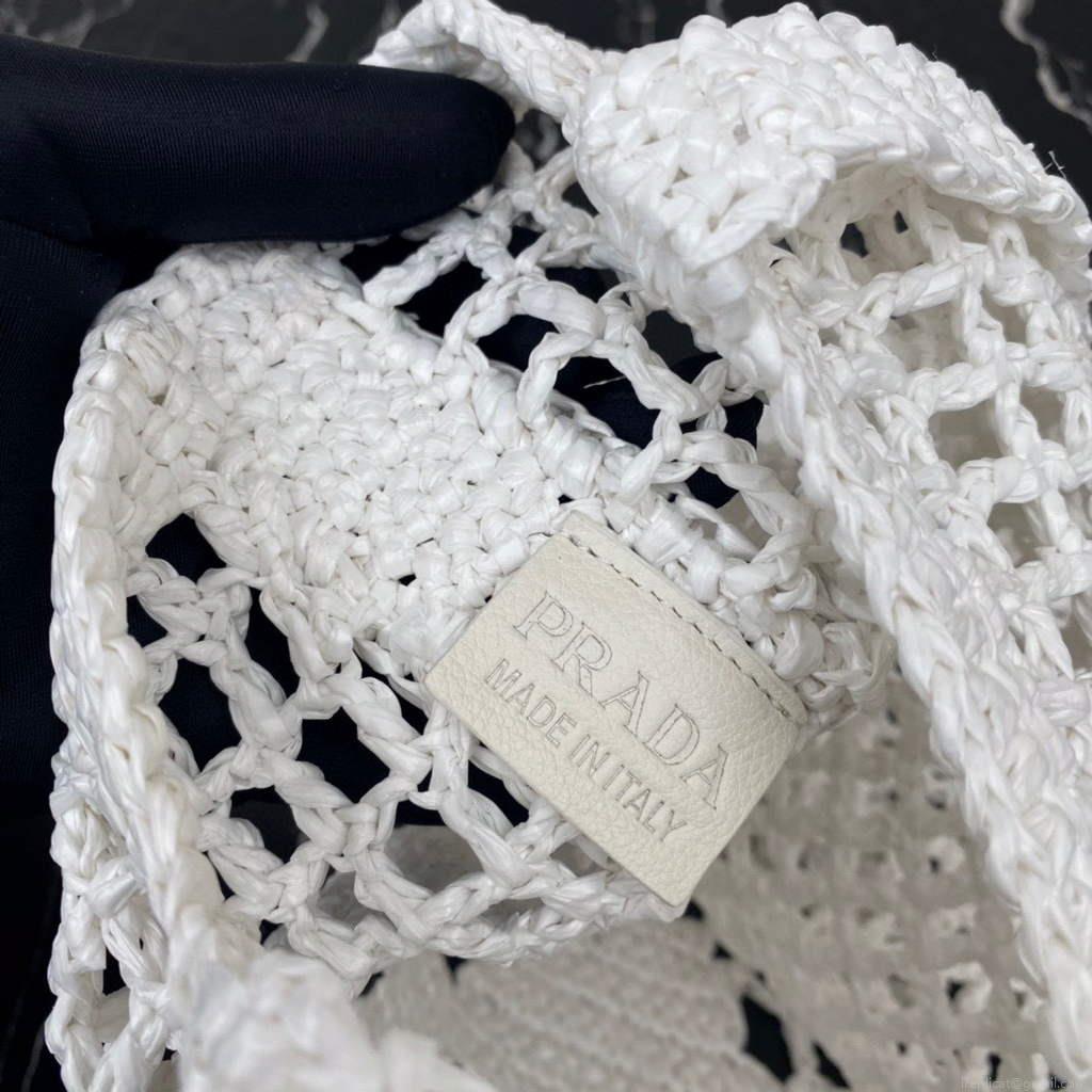 Prada 1BG393 Raffia tote bag White