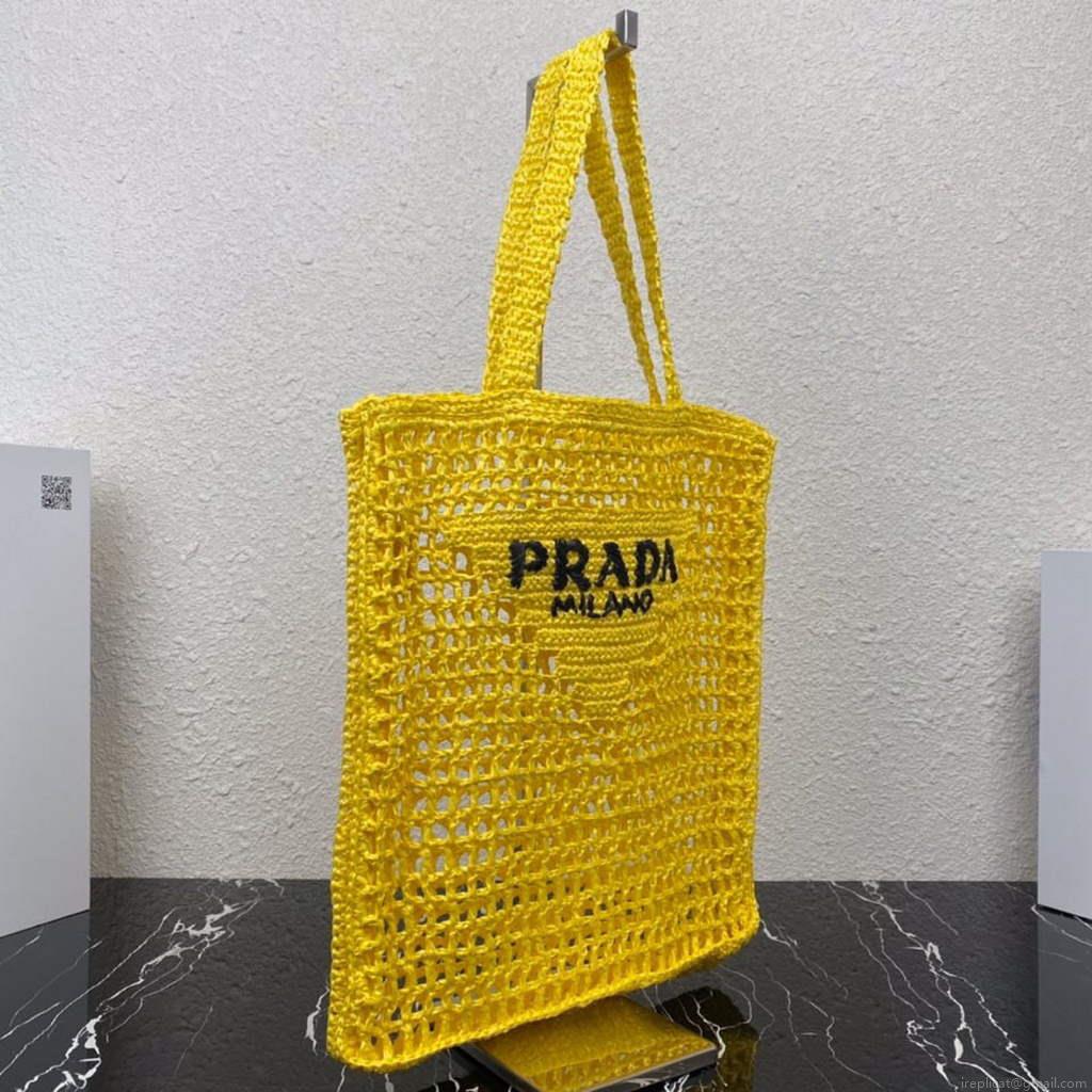Prada 1BG393 Raffia tote bag Yellow