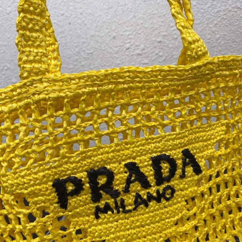Prada 1BG393 Raffia tote bag Yellow