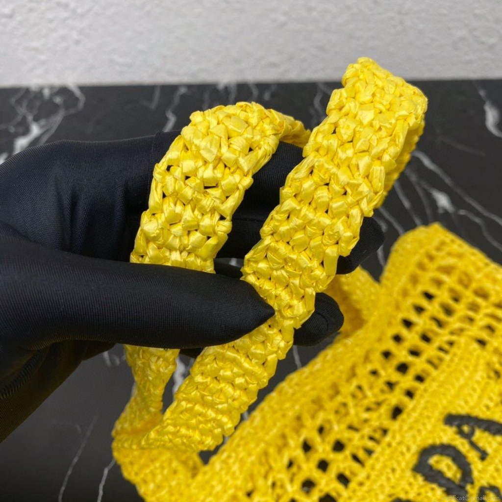 Prada 1BG393 Raffia tote bag Yellow
