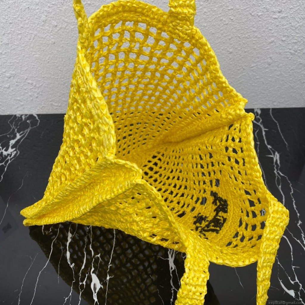 Prada 1BG393 Raffia tote bag Yellow